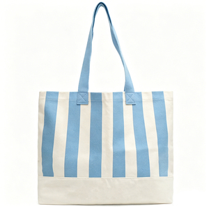 Sac fourre-tout en toile de coton écologique et durable avec motif rayé vertical classique pour la vente en gros – Sac à bandoulière esthétique - Product Image 6
