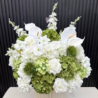 Boule de fleurs artificielle de luxe en soie faite à la main, haute qualité, durable, pour décoration de mariage moderne et tropical, 60 cm, vert et blanc, haute simulation