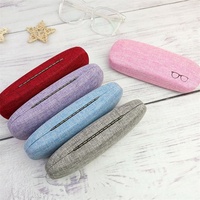 Étui à lunettes rigide en tissu de lin, multicolore, ovale, boîte de rangement pour lunettes de vue et de lecture, sac d'emballage, fournisseur d'usine