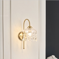 Applique murale moderne chambre à coucher lampe de chevet lumière luxe allée couloir salon fond applique rétro E27 lampes en cristal