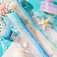 1 rouleau de ruban adhésif décoratif ondulé, série Ombres Fragmentées, thème Vague Océanique, pour la décoration de carnets DIY
