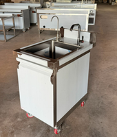 Évier commercial en acier inoxydable 304 sur roulettes, évier mobile à compartiment unique, avec séparateur de graisse et robinet