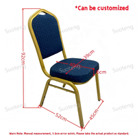 Chaises de banquet empilables modernes et durables en tissu, avec structure métallique, pour usage commercial et hôtelier (vente en gros)