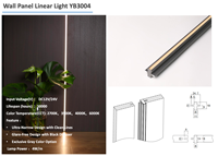 Profilé lumineux LED pour panneau mural de 18 mm, lumière linéaire encastrée, diffuseur noir pour hôtel de luxe, maison, YB3004-0-1