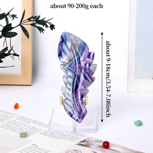 Sculpture de plume en fluorite arc-en-ciel sculptée à la main, cristal naturel pour la décoration, vente en gros - Product Image 3