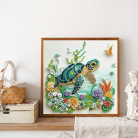 Kit de Peinture Diamant 5D Tortue Marine, Artisanat DIY avec Strass Acryliques, Décoration Maison, Outils Inclus