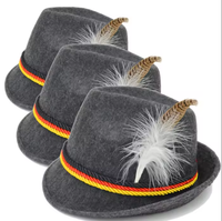 Chapeau Fedora en feutre bavarois gris personnalisé, idéal pour les décorations de fête d'Oktoberfest et d'Halloween – Offre Spéciale