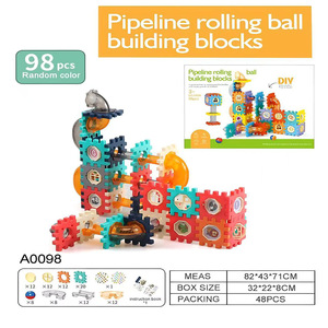 Blocs de construction Road Ball Blocks 98 pièces, circuit de billes, jouet éducatif pour enfants de 4 à 7 ans, ensemble de blocs de construction avec engrenages et rails - Product Image 5