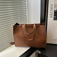 Sac fourre-tout en cuir PU grande capacité pour femme, sac à poignée supérieure avec lettres en relief, sac à bandoulière détachable pour le bureau au quotidien