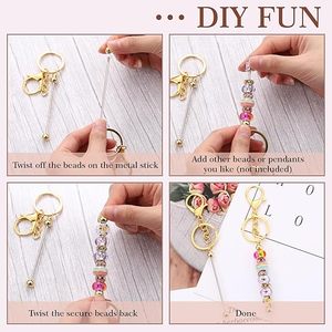Kit de porte-clés à perler DIY, barres métalliques vierges pour la création de bijoux artisanaux avec perles en silicone, cadeau personnalisé, livraison rapide (RTS) - Product Image 5