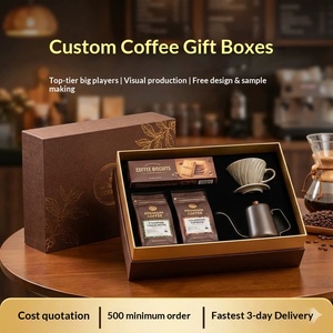 Custom Gold Stamped Coffee <b>Gift</b> <b>Boxes</b>, <b>White</b> Cardstock, Factory Direct, Small Batch & Fast Prototyping - Product Image 2