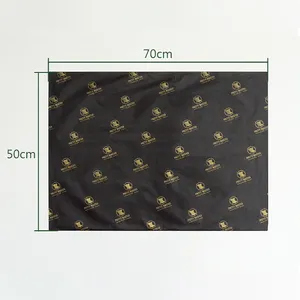 Индивидуальная фирменная Золотая фольга 17 г/м2, печатный логотип, упаковочная бумага для одежды, персонализированная биоразлагаемая черная оберточная бумага
