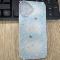 Coque de téléphone artistique bleu et blanc avec halo d'étoile anti-traces de doigts, compatible avec iPhone 17, 16 Pro Max, 15, 14, nouveau modèle 13