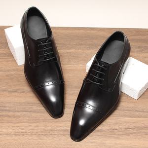 Chaussures Oxford en cuir véritable respirantes et élégantes pour hommes, à enfiler, fermées, pour affaires, formelles, décontractées, imperméables, grandes tailles - Product Image 2