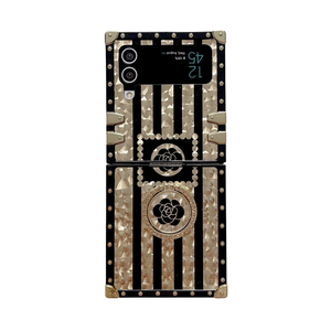 Funda de teléfono con purpurina de flores fantasma doradas de lujo para <span class=keywords><strong>Samsung</strong></span> Z Flip 6 4 5 <span class=keywords><strong>3</strong></span> funda plegable de moda para Z Flip 7 PC + funda de TPU - Product Image 1