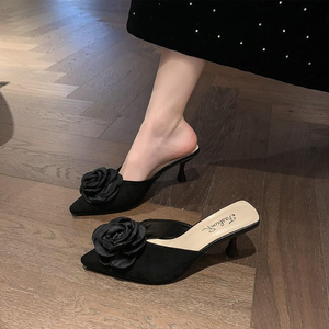 Mules da donna color <span class=keywords><strong>crema</strong></span> con decorazioni floreali, tacco a spillo, in PU liscio, a punta, slip-on, <span class=keywords><strong>per</strong></span> cocktail, occasioni formali, matrimoni, scarpe eleganti da invitata - Product Image 5