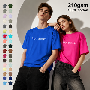 Multiple Colors Blank Casual Unisex T-Shirt 210gsm 100% Cotton Oversized Tshirt Custom Logo Dtg Print Streetwear Short Sleeve