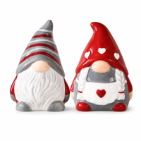 Ensemble salière et poivrière en céramique, design nordique, thème Noël, figurine de gnome décorative, antibactérien et résistant à l'humidité