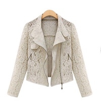 Blouson Biker en Dentelle Tendance 2022 – Nouvelle Collection Automne – Veste Courte Décontractée Entièrement en Dentelle de Haute Qualité avec Fermeture Éclair