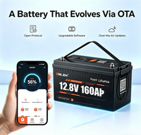 Batterie solaire au lithium Enlzh 12,8 V 160 Ah, cellule Lifepo4, garantie 5 ans, pour mini-onduleur domestique, électronique marine avec Bluetooth