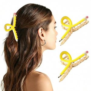 Pinces à cheveux créatives en forme de crayon pour femmes, barrettes à nœud papillon pour queue de cheval mi-haute, usage quotidien, en métal de haute qualité - Product Image 2