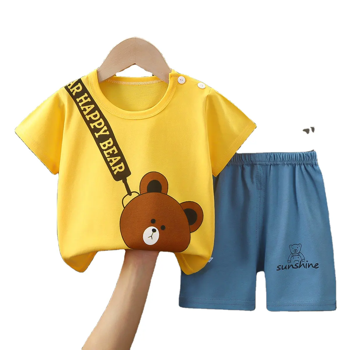 子供の半袖スーツ純綿男の子と女の子のショーツスポーツ家庭服スーツ夏の卸売