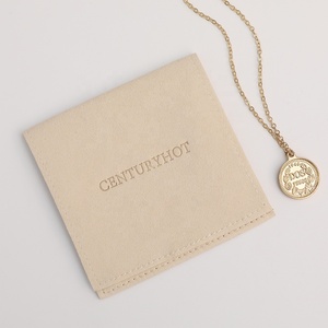 PUPPYSEW Custom Ivory MicrofiberJewelry Pouch With Logo Personalized Velvet Jewelry <b>Envelope</b> Poouch Bracelet Necklace Ring Pouch - Product Image 2