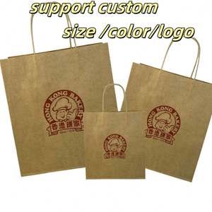 Sacs en papier kraft blancs personnalisés en gros avec poignée découpée et trou perforé pour l'emballage alimentaire (lait et sushi) avec logo imprimé - Product Image 3