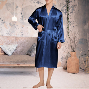 Vêtements <span class=keywords><strong>de</strong></span> nuit légers en satin style kimono pour hommes, peignoir confortable et décontracté à la mode, pour couples - Product Image 3