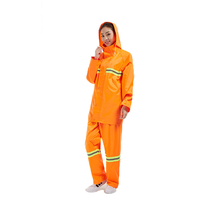 Jas Hujan Kerja Bahan Polyester Oxford Anti Air Bernapas dengan Lampu LED Reflektif Visibilitas Tinggi dan Logo untuk Lapangan Minyak