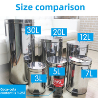 Poubelle ronde en acier inoxydable pour la maison, la cuisine, le salon, les toilettes, l'hôtel, poubelle silencieuse à commande au pied, bac à déchets
