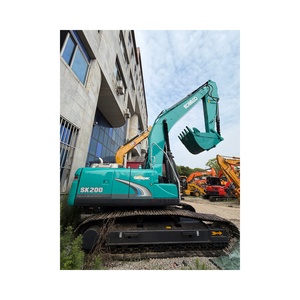 Équipement de construction d'occasion de taille moyenne, excavatrice Kobelco SK200 de 20 tonnes sur chenilles avec godet de terrassement - Product Image 1