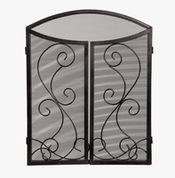 Écran de cheminée décoratif robuste Zhongpin noir moderne à 3 panneaux, forme antique, best-seller, revêtement poudré
