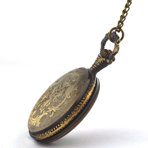 Montre de poche en quartz bronze de <span class=keywords><strong>grande</strong></span> taille, nouvelle mode, analogique, pendentif, collier, <span class=keywords><strong>horloge</strong></span>, montre pour homme et femme, cadeau - Product Image 3