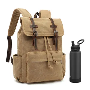 Large Capacity Vintage Hiking Camping Outdoor Travel Bag Canvas Back Pack Rucksack Casual Sports Backpacks For Men