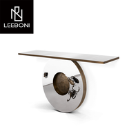 Inserts de meubles de salon personnalisés Table console décorative Table console en acier inoxydable Meuble de luxe lumineux pour villa