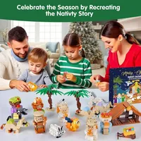 Calendrier de l'Avent de Noël DIY : Boîte Cadeau en Plastique avec Briques de Construction de la Nativité de Jésus, Jouets, Calendrier de Compte à Rebours de 24 Jours, Décoration de Noël pour la Maison