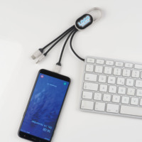 Vente en gros de câble de chargement LED 3 en 1 en paille de blé câble lumineux chargeur de téléphone portable câble Usb lumineux avec crochet