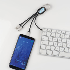 สายชาร์จ LED แบบ3 in 1ทำจากฟางข้าวสาลีสายชาร์จมือถือเรืองแสงสายชาร์จหลายช่องพร้อมตะขอเกี่ยว - Product Image 3