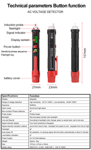 NCV AC 전압 발견자 HT100P 3 단계 교체 전압 검사자 미터 시험 펜 단계 전압 tesdetection를 가진 전기 지시자 - Product Image 3