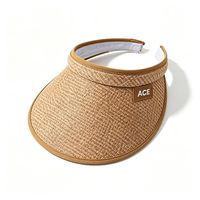 Visiera Parasole da Donna a Tesa Larga, Cappello da Sole Vuoto con Etichetta Tessuta ACE, Visiera Estiva Regolabile per Golf e Spiaggia