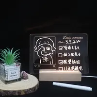 Tableau d'écriture LED en bois effaçable, lampe personnalisé décorative, veilleuse en acrylique, vierge, pour chambre à coucher, DIY bricolage
