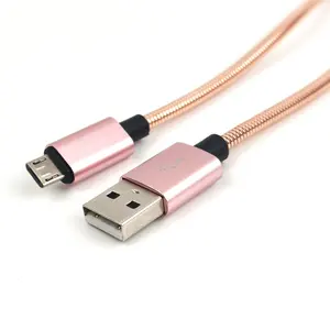 Kabel Data nilon kepang kabel Usb mikro pengisian daya Cepat PVC tas PE kawat Les ponsel mikro Usb untuk tipe mikro 3A pengisian daya Cepat 1M 1 tahun