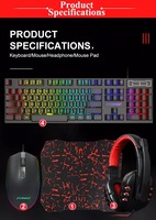 Set Keyboard Gaming Mekanik USB Mini LED FV-Q809 dan Mouse Empat Buah, Tahan Air, Kombinasi Komputer