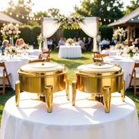 Matériel de traiteur pour mariage : Réchaud rond doré 6L de luxe pour buffet, service de traiteur pour hôtels et mariages