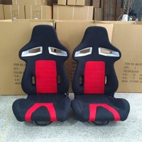 JBR1069 SIÈGES DE COURSE ROUGE NOIR Lavable Respirant PVC Siège de Voiture Ensemble Complet Avant Arrière Banquette Fendue Noir
