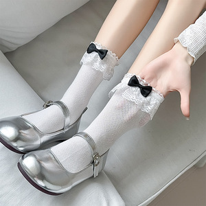 Yeni JK Japon Tarzı <span class=keywords><strong>Kawaii</strong></span> Çorap Bale Yay Şerit Ilmek Sevimli Uzun Çorap Kadın Lolita Tatlı Kızlar Siyah Beyaz Çorap - Product Image 3