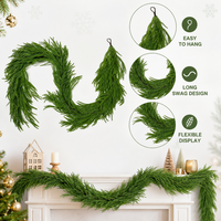 Karangan Bunga Natal Norfolk Pine, Karangan Bunga Hijau Lembut untuk Mantel, Tangga, Pintu, Jendela, Pemasok Grosir untuk Liburan
