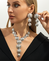 Parure de bijoux fantaisie tendance pour femme, collier et boucles d'oreilles en fer, style hip-hop, lisses, massifs, ronds et en forme de Y