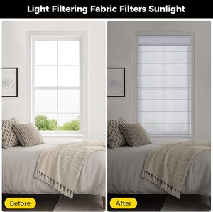 Stores romains motorisés électriques sans fil occultants personnalisables en polyester uni de luxe intégrés pour fenêtres de puits de lumière - Product Image 3